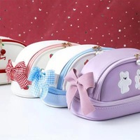 Étui à crayons en cuir double couche pour fille, style Ins, design simple, grande capacité pour les élèves du primaire et du collège