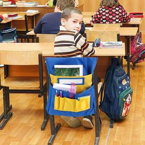 Organisateur de chaise de classe jaune en gros, pochette élastique pour dossier de chaise, rangement pour chaise d'étudiant, pour fournitures de bureau et scolaires - Product Image 4