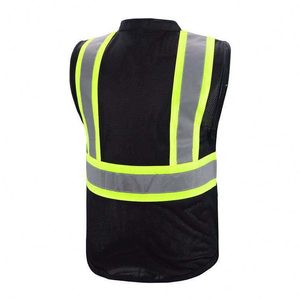 Gilet de sécurité noir CITICITY personnalisable, vêtement de travail léger pour la construction, gilet multipoches en maille pour géomètre, sécurité renforcée - Product Image 2