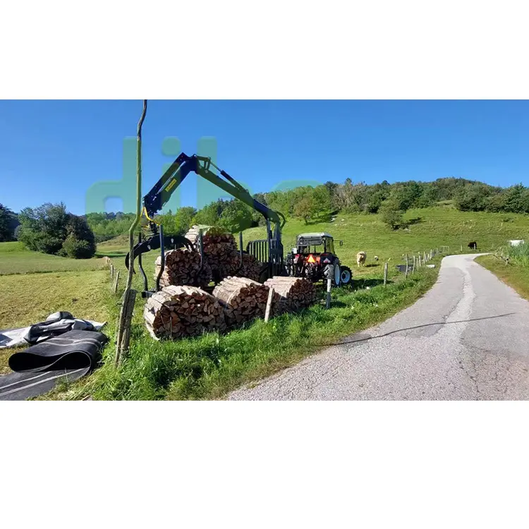 Certification CE grande capacité de chargement forêt agricole hydraulique bûches de bois PTO ATV chargeur de grue à bois pour remorque avec grappin à grumes