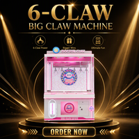 Machine à six griffes avec 6 griffes, distributeur de jouets en peluche pour enfants, unique et grande de 53 pouces, jeux d'arcade à monnayeur