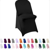 Housses de chaise pliantes en gros, blanches, noires, ivoire, en spandex, housses extensibles pour mariage