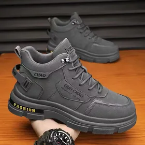 Men's Shoes New Breathable High Assist Work Wear Shoes Thick Sole Anti slip Casual Short Boots Labor Protection Shoes