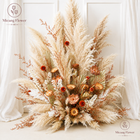Hotsale 50cm 60cm 70cm 80cm Grote Bloemstukken van Echte Bloemen Bruiloft Tafeldecoratie Gedroogde Kunstmatige Witte Bloembollen