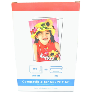 Compatible avec l'<span class=keywords><strong>imprimante</strong></span> photo compacte SELPHY CP, lot de 3 papiers encreurs PT-108IN/PT108, 108 feuilles 4x6 brillantes - Product Image 1