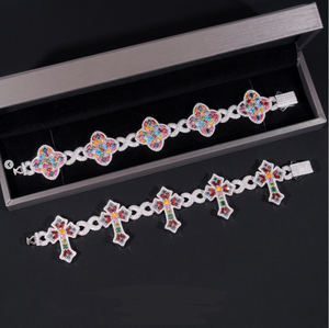 Trendy Moissanite 925 Sterling <b>Silver</b> Chain <b>Bracelet</b> Designer Link Style Sparkling Fashion Jewelry Gift Wrist Accessory - Product Image 3