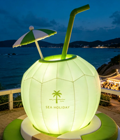 Grande crème glacée gonflable en forme de noix de coco avec souffleur d'air pour événement d'inauguration ou événement publicitaire