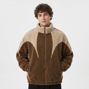 Veste d'hiver pour homme sur mesure en gros, vêtements de rue OEMODM, veste en polaire à fermeture éclair pour homme, veste chaude en patchwork brodée, veste en sherpa pour homme - Product Image 1