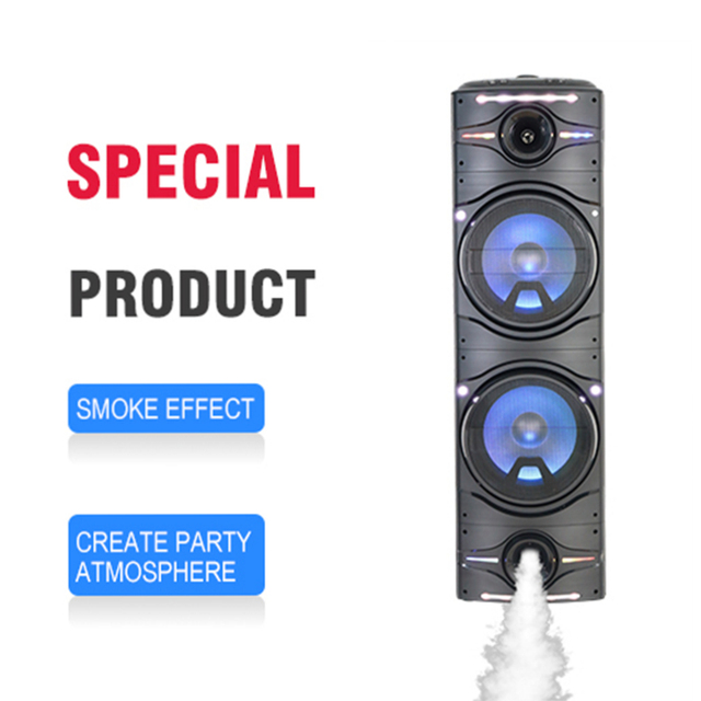 2026 Most Popular Single Hole Smoke Party Speaker Dual 12'' Party Speaker Karaoke Machine Audio Speaker PA System With LED Light