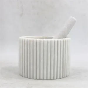 New Product Spice Tools White Marble Mortar Pestle For Kitchen