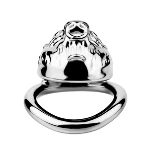 Cage de chasteté masculine en métal en forme de tête de taureau avec trou d'urination, verrou de chasteté pour l'abstinence, jouet d'entraînement SM pour adultes, vente en gros - Product Image 3