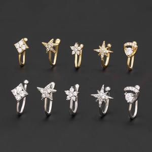 Faux Anneau de <span class=keywords><strong>Nez</strong></span> Clip U Forme Zircon Micro-Incrusté Géométrique Créatif, Tendance Femme Style Europe et États-Unis - Product Image 2