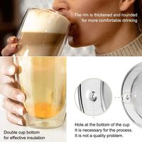Tasses à thé à bulles en verre réutilisables, 1 pièce 2 pièces 4 pièces 450ML, fait à la main, eau, café, lait, haute teneur en borosilicate, double paroi