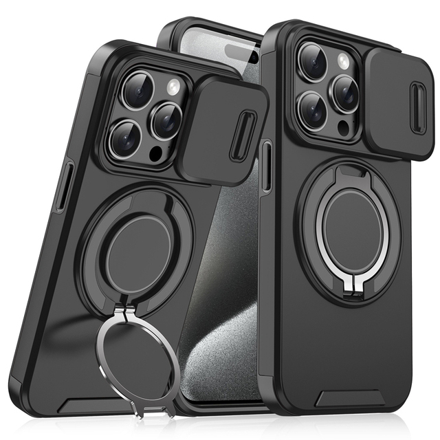 Slide Camera Lens Protection Magnetic Fold Kickstand Phone Case for Samsung S24 FE A16 A06 S24 Ultra A03S Funda