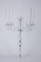 Portavelas Acrílico Transparente, Centro de Mesa Decorativo, Portavelas con Corte de Diamante, Portavelas de 88 cm, Global Elite