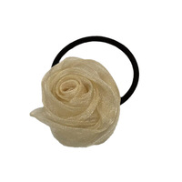 Élastique à cheveux Rose Éthéré Style Français Blanc Cassé, Bandeau Élégant en Soie Épaisse Faite à la Main, Corde à Cheveux 2025