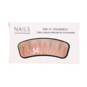 Comercio exterior Uñas usables 24 En stock Venta al por mayor Piezas de lazo de diamantes de imitación Pegatinas de uñas de borde blanco francés extraíble - Product Image 5