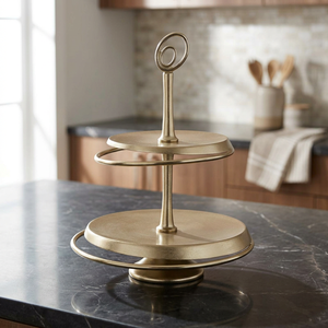 Elegant Cake Perfection Metal 2 Tier Cake <b>Stand</b> Gold Color Decorative Display Rack for Wedding Party Hotel - Product Image 2
