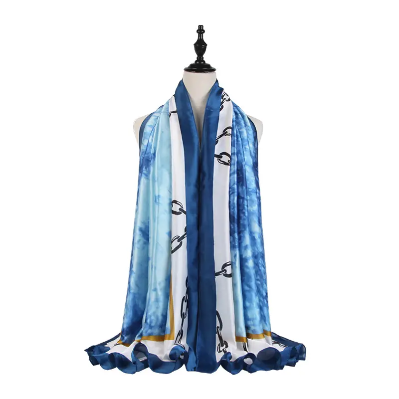 Bufandas de satén con logo impreso para mujer, pañuelos con logotipo personalizado, venta al por mayor