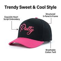 Groothandel op maat gemaakte logo borduurwerk Oxford stippen roze zwart contrastkleur 5-delige a-frame gestructureerde dames en heren baseballcap