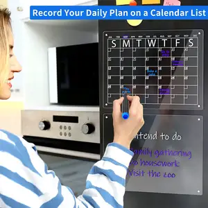 Magnetic Notepad Acrylic Clear Weekly Meal Planner Board Reusable Dry Erase Board Week Calendar Refrigerator Magnet