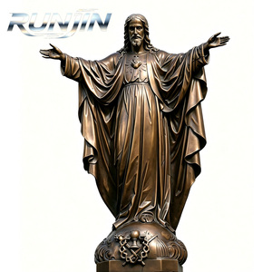 Figura Religiosa Personalizada de Bronce, Sagrado Corazón de Jesús, Escultura Metálica Fundida a Tamaño Real, Tamaños Grandes para Iglesia, RJ-84 Premium Ti - Product Image 1
