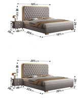 Robuste Schlafzimmermöbel Nordisches Modernes Luxus-Hauptschlafzimmer Kingsize-Bett Langlebiges Holz-Lederbett Mit Matratze