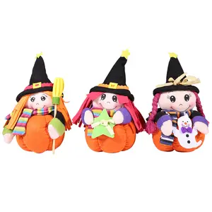 Innovative Cloth Halloween Doll Desktop Witch Pumpkin Doll Gift Item for the Season