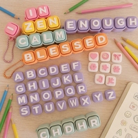 Creative Colorful Cube Square 26 Alphabet Beads Relieve Stress Keychain Keycap English Letter DIY Keychain Keyboard DIY Keycaps
