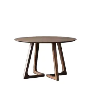 Wood Tables Wooden Furniture Round Dining Tables Hot Selling High Quality Walnut Solid Coffee Home Restaurant Dining Set Modern