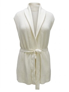 Ribbed Woolen <b>Knitted</b> Lounge Cover-Up Belted <b>Waistcoat</b> Cardigan Bathrobe Women Home Wear - Product Image 2