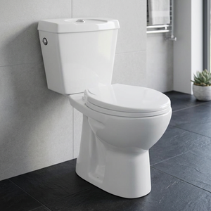 Inodoro de cerámica económico de dos piezas con descarga directa y asiento de cierre suave, artículos sanitarios para baño - Product Image 3