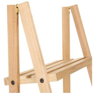 Étagère de rangement en forme d'échelle à 3 niveaux en bois de sapin naturel 42x34x91 cm, unité d'étagère gain de place - Product Image 2