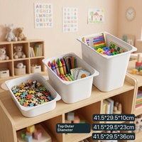 Boîte de rangement en plastique PP pour jouets avec rebord latéral, plusieurs hauteurs, pour chambre d'enfant, maternelle, maison, garage, rangement d'articles divers