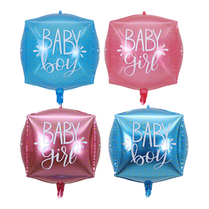Bleu garçon et fille rose feuille d'hélium 4D carré <span class=keywords><strong>Cube</strong></span> ballons 22 pouces bébé douche décoration c'est un garçon c'est une fille <span class=keywords><strong>ballon</strong></span> - Product Image 1