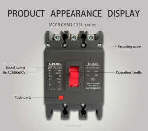 Interruptor Automático de Caja Moldeada CNXE CHM1-125L/3300 3P/4P MCCB 125A con Certificación CE, Protección Contra Cortocircuitos de 25kA, 400V Comercial - Product Image 2