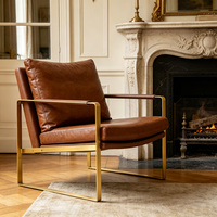 Fauteuil de loisirs moderne modulaire en acier et cuir PU |   Meubles d'appoint en bois pour la maison, le bureau, le salon et l'hôtel