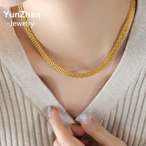 Joyería Metálica Hipoalergénica de Acero Inoxidable Resistente al Agua y al Deslustre, <span class=keywords><strong>Cadena</strong></span> Tejida Personalizada de Moda, Ancha - Product Image 1