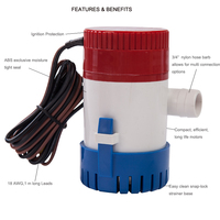 Pompa Kapal STARFLO 12V Non Otomatis, Pompa Bilge Kapal Kecil, Pompa Bilge Manual Otomatis untuk Kapal