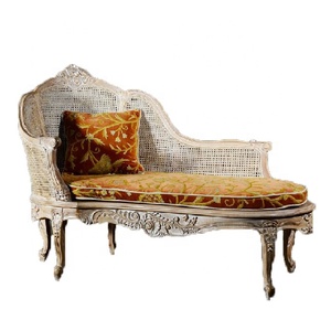Factory Supply Living Room Furniture French Traditional Wooden <b>Rattan</b> Chaise Lounge - Product Image 1