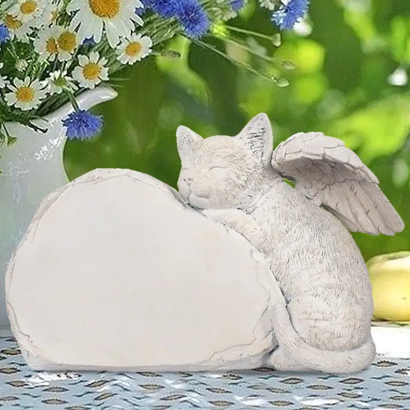 פסל חיות מחמד זיכרון שרף מותאם אישית אבן זיכרון חתול סמני קבר אישיים לחיות מחמד