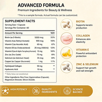Capsules de beauté multivitaminées à la biotine en marque blanche, sans gluten, sans OGM, favorisent des cheveux plus épais, une peau éclatante, des ongles forts, approvisionnement en gros