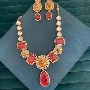 Conjunto de collar clásico chapado en oro de calidad premium de diseñador con pendientes Ropa tradicional para bodas Compromiso para mujeres - Product Image 1