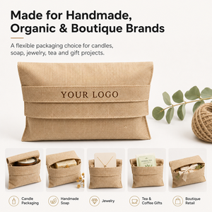 Pochette en jute et lin de qualité supérieure pour le marché européen, sac en toile de jute personnalisable avec logo pour cadeaux de mariage, taille ajustable, cadeau de luxe écologique - Product Image 5