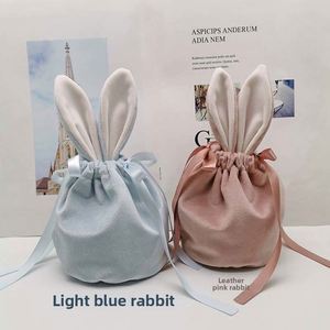 Velvet Drawstring Pouch Bunny Ear Gift Bag for Jewelry Candy Chocolate Packaging Soft Plush <b>Easter</b> Rabbit Ear Treat Bag - Product Image 4