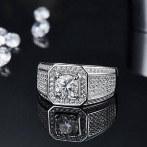 Newest Design <strong>Jewelry</strong> 925 <strong>Silver</strong> Ring Wedding Moissanite Diamond <strong>Silver</strong> Ring for Men - Product Image 4