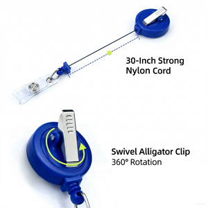 Bestom Nuovo <span class=keywords><strong>Porta</strong></span> <span class=keywords><strong>Badge</strong></span> Retrattile Trasparente OEM 32mm Rotondo in ABS <span class=keywords><strong>con</strong></span> <span class=keywords><strong>Clip</strong></span> a Coccodrillo per Targhetta Identificativa - Product Image 2