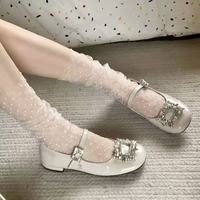 Chaussettes pour femmes en dentelle florale transparentes et fines, blanches, pour le quotidien et les fêtes, vente en gros