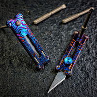 Couteau utilitaire miniature en titane Damas MecArmy EK12, outil multifonction tactique, lame en acier inoxydable, léger