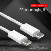 Kabel USB tipe-c kepang asli, kabel pengisian daya cepat untuk iPhone 15 3A dengan jaket nilon